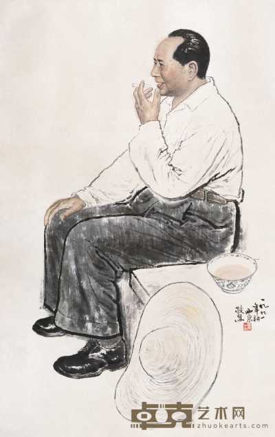 王西京 1991年作 毛主席像 立轴 137×87cm
